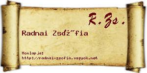 Radnai Zsófia névjegykártya